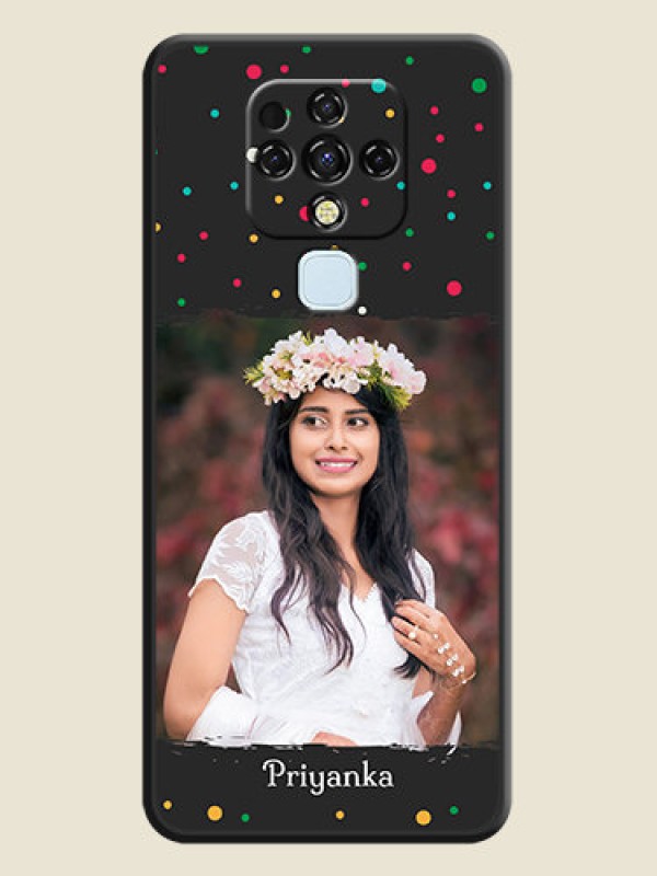 Custom Multicolor Dotted Pattern with Text on Space Black Custom Soft Matte Phone Back Cover - Tecno Camon 16