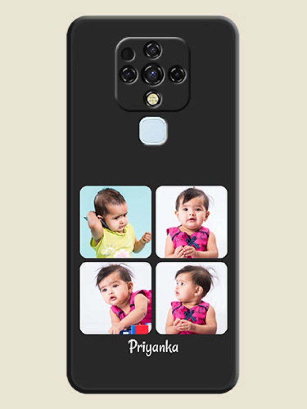 Custom Floral Art with 6 Image Holder on Photo on Space Black Soft Matte Mobile Case - Tecno Camon 16