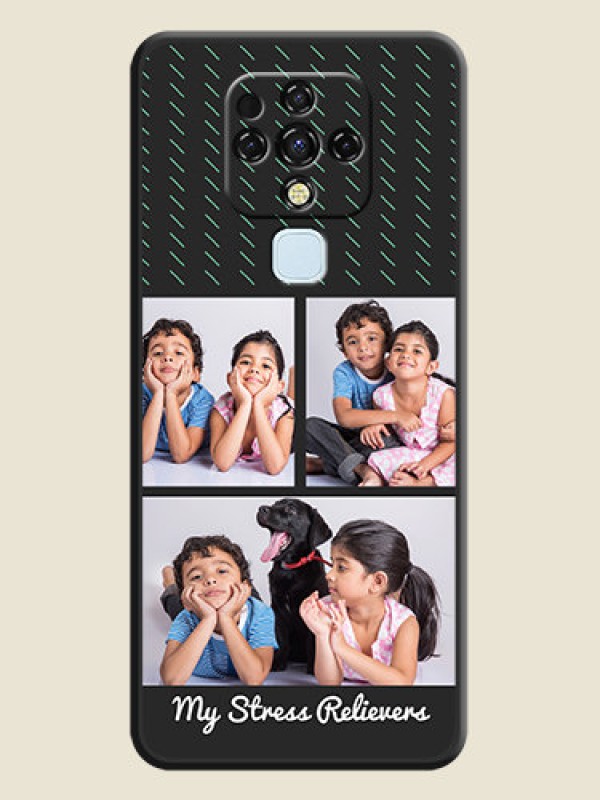 Custom Cross Dotted Pattern with 2 Image Holder  on Personalised Space Black Soft Matte Cases - Tecno Camon 16