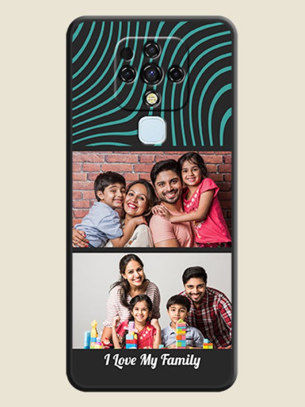 Custom Wave Pattern with 2 Image Holder on Space Black Personalized Soft Matte Phone Covers - Tecno Camon 16