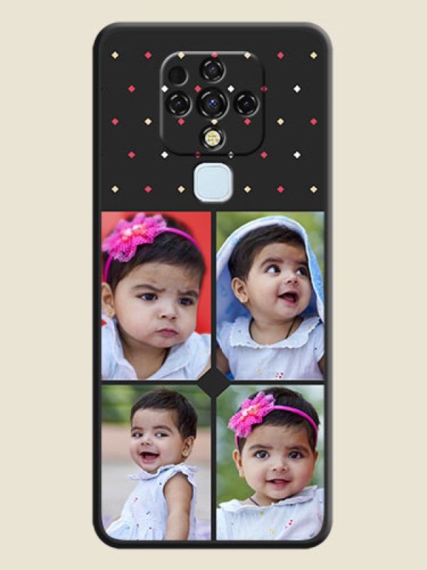 Custom Multicolor Dotted Pattern with 4 Image Holder on Space Black Custom Soft Matte Phone Cases - Tecno Camon 16