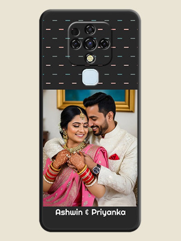 Custom Line Pattern Design with Text on Space Black Custom Soft Matte Phone Back Cover - Tecno Camon 16
