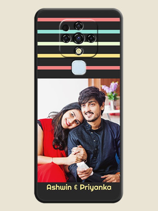 Custom Color Stripes with Photo and Text on Photo on Space Black Soft Matte Mobile Case - Tecno Camon 16