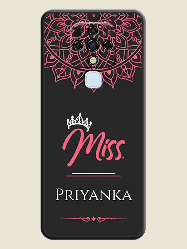 Custom Mrs Name with Floral Design on Space Black Personalized Soft Matte Phone Covers - Tecno Camon 16