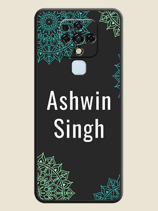 Custom Your Name with Floral Design on Space Black Custom Soft Matte Back Cover - Tecno Camon 16