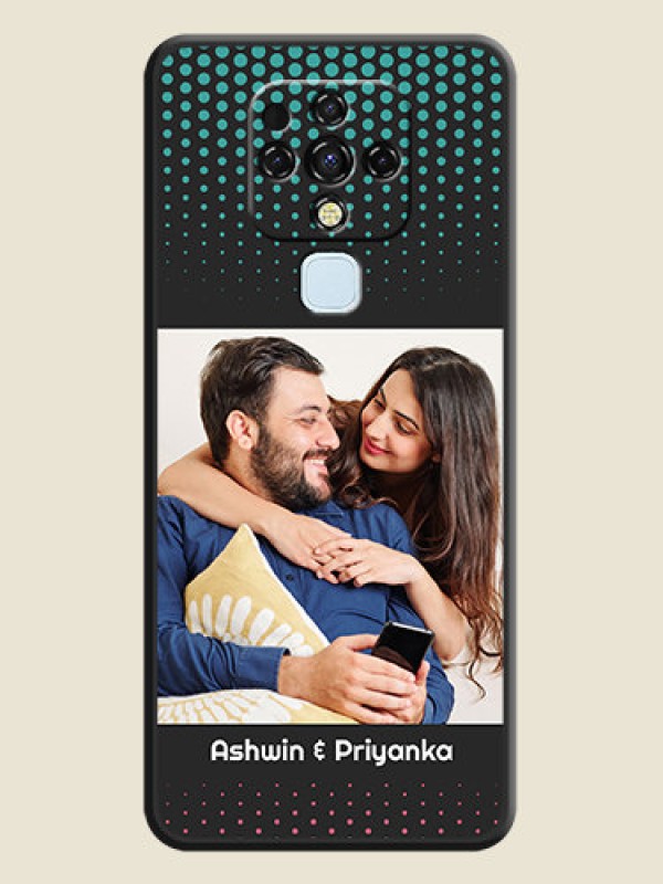 Custom Faded Dots with Grunge Photo Frame and Text on Space Black Custom Soft Matte Phone Cases - Tecno Camon 16
