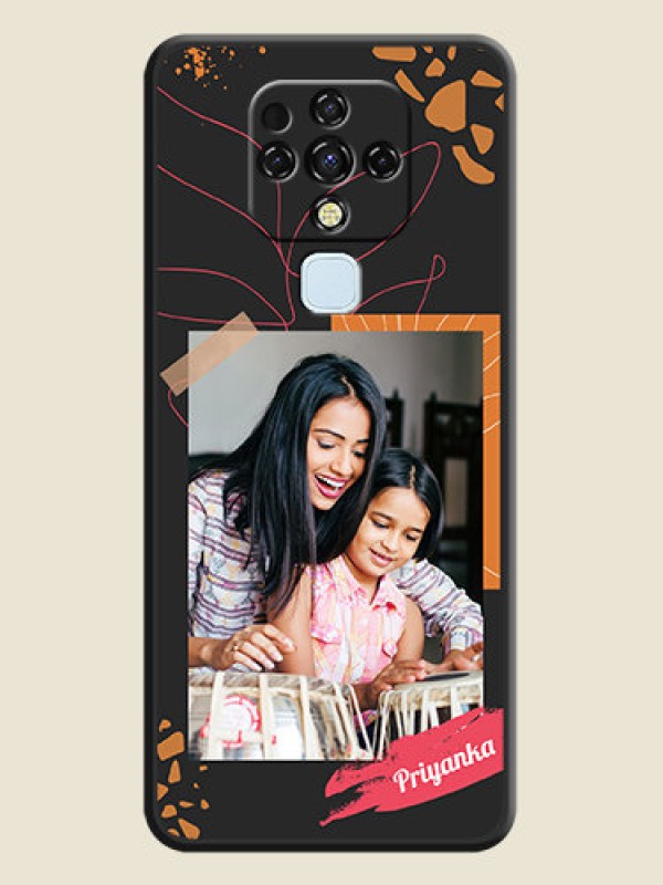 Custom Orange Photo Frame on Space Black Custom Soft Matte Phone Back Cover - Tecno Camon 16