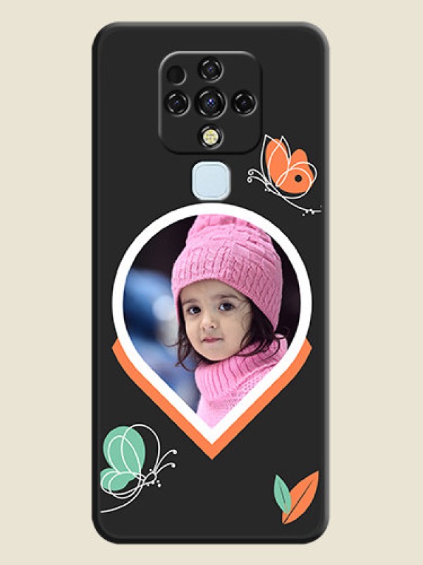 Custom Upload Pic With Simple Butterly Design On Space Black Personalized Soft Matte Phone Covers -Tecno Camon 16
