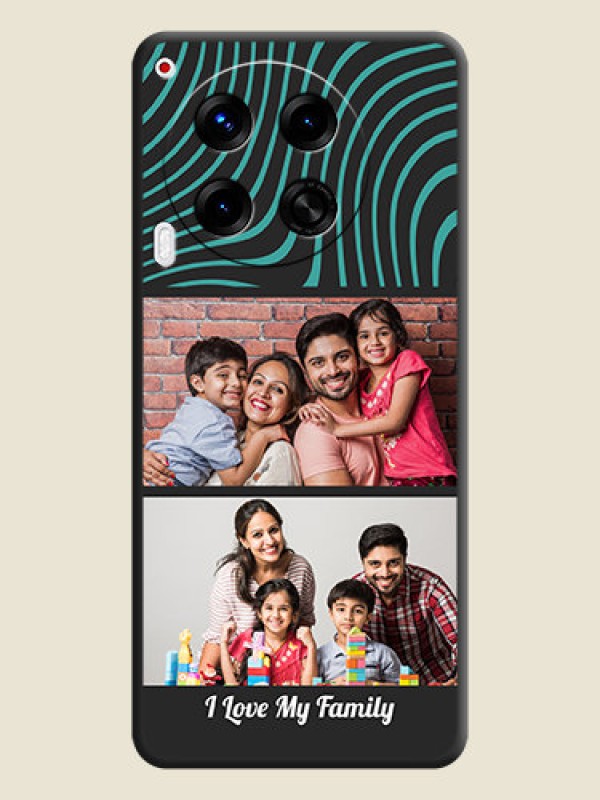 Custom Wave Pattern with 2 Image Holder On Space Black Custom Soft Matte Mobile Back Cover - Camon 30 5G