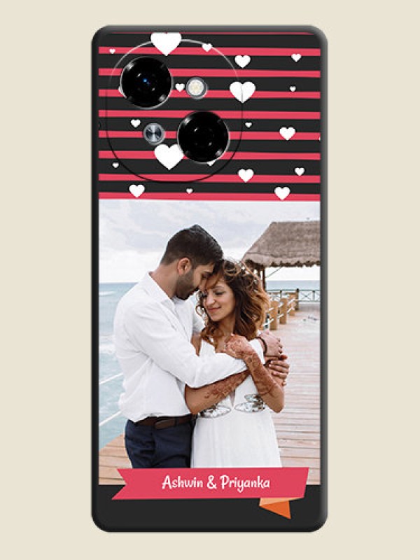 Custom White Color Love Symbols with Pink Lines Pattern On Space Black Custom Soft Matte Mobile Back Cover - Tecno Pop 9 4G