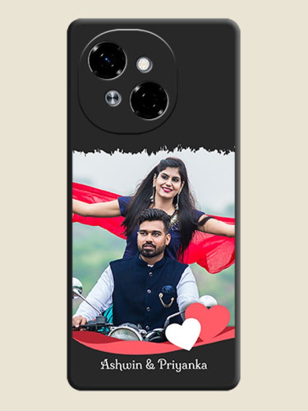 Custom Pin Color Love Shaped Ribbon Design with Text On Space Black Custom Soft Matte Mobile Back Cover - Tecno Pop 9 4G