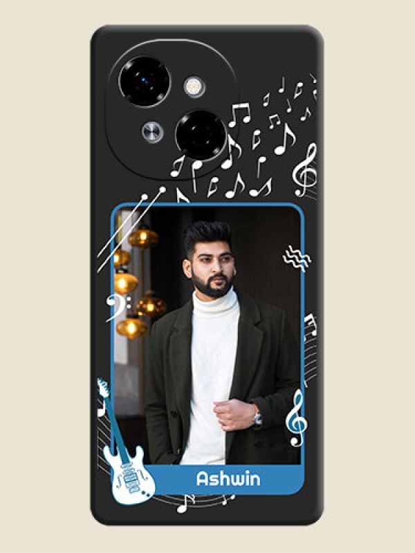 Custom Musical Theme Design with Text on Photo On Space Black Custom Soft Matte Mobile Back Cover - Tecno Pop 9 4G
