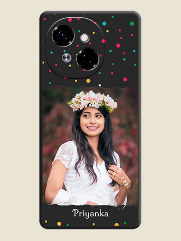 Custom Multicolor Dotted Pattern with Text On Space Black Custom Soft Matte Mobile Back Cover - Tecno Pop 9 4G