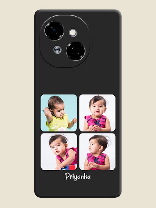 Custom Floral Art with 6 Image Holder on Photo On Space Black Custom Soft Matte Mobile Back Cover - Tecno Pop 9 4G