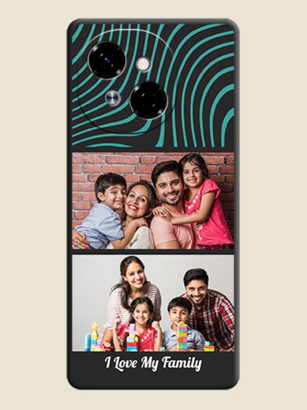 Custom Wave Pattern with 2 Image Holder On Space Black Custom Soft Matte Mobile Back Cover - Tecno Pop 9 4G