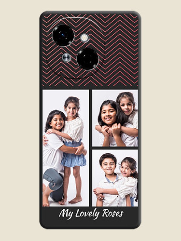 Custom Wave Pattern with 3 Image Holder On Space Black Custom Soft Matte Mobile Back Cover - Tecno Pop 9 4G