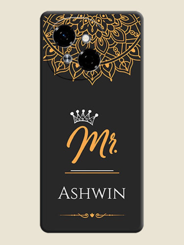 Custom Mr Name with Floral Design On Space Black Custom Soft Matte Mobile Back Cover - Tecno Pop 9 4G