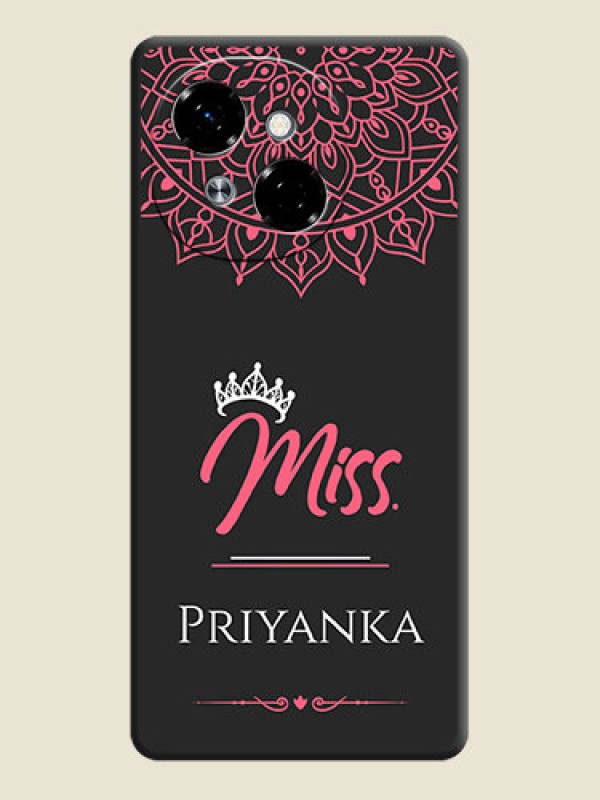 Custom Mrs Name with Floral Design On Space Black Custom Soft Matte Mobile Back Cover - Tecno Pop 9 4G
