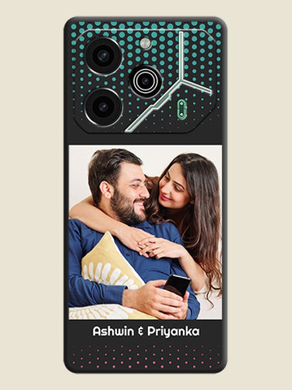 Custom Faded Dots with Grunge Photo Frame and Text On Space Black Custom Soft Matte Mobile Back Cover - Pova 6 Pro 5G