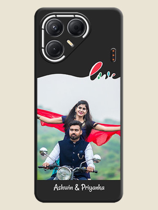 Custom Fall in Love Pattern with Picture on Photo On Space Black Custom Soft Matte Mobile Back Cover - Tecno Pova 7 5G