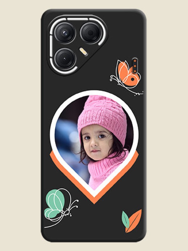 Custom Upload Pic With Simple Butterly Design On Space Black Custom Soft Matte Mobile Back Cover - Tecno Pova 7 5G