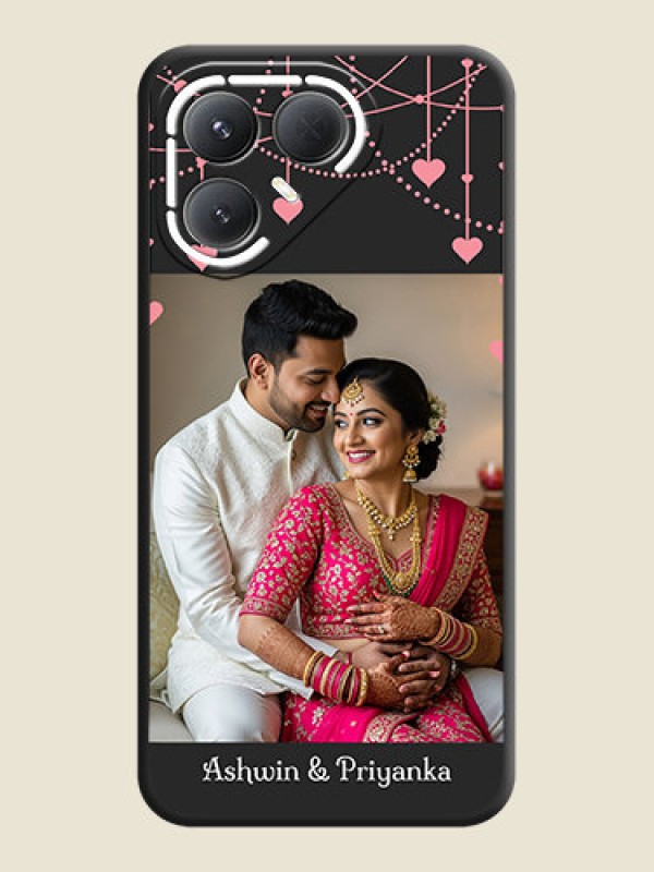 Custom Pink Love Hangings with Text On Space Black Custom Soft Matte Mobile Back Cover - Tecno Pova 7 Pro 5G