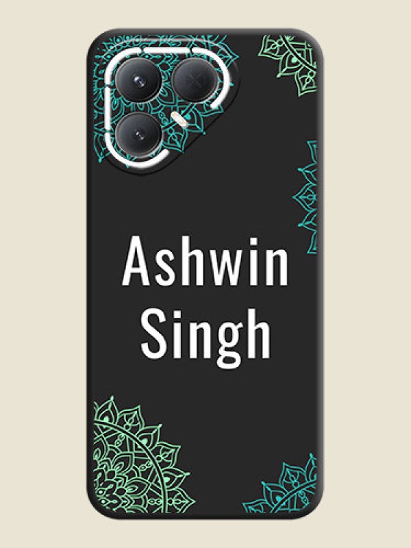 Custom Your Name with Floral Design On Space Black Custom Soft Matte Mobile Back Cover - Tecno Pova 7 Pro 5G