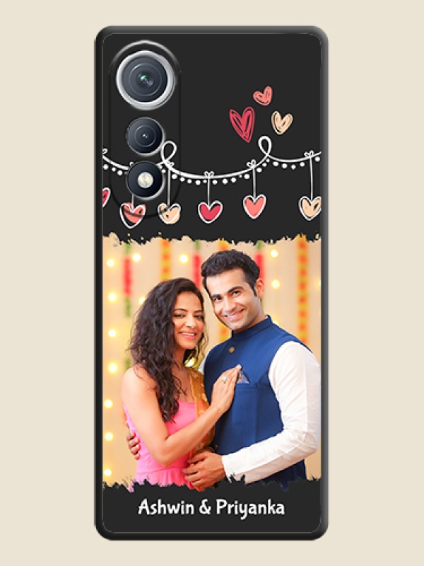 Custom Pink Love Hangings with Name On Space Black Custom Soft Matte Mobile Back Cover - Tecno Pova Curve 5G