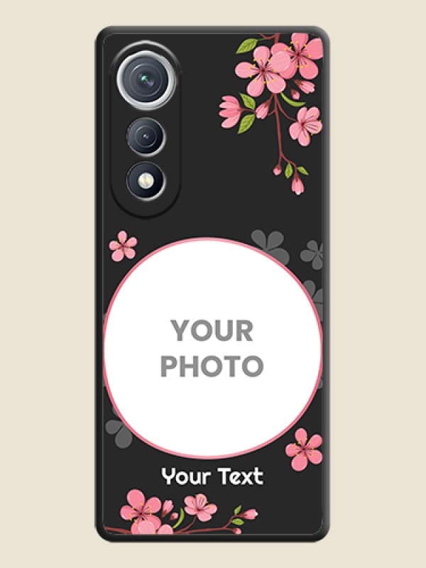 Custom Round Image with Pink Color Floral Design on Photo On Space Black Custom Soft Matte Mobile Back Cover - Tecno Pova Curve 5G
