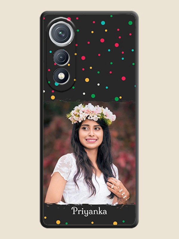 Custom Multicolor Dotted Pattern with Text On Space Black Custom Soft Matte Mobile Back Cover - Tecno Pova Curve 5G