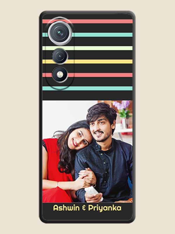 Custom Color Stripes with Photo and Text on Photo On Space Black Custom Soft Matte Mobile Back Cover - Tecno Pova Curve 5G