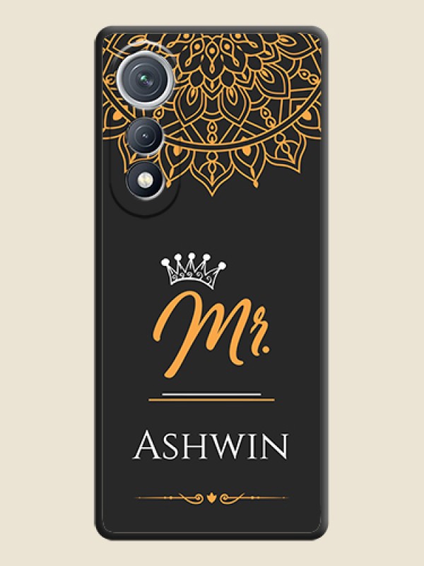 Custom Mr Name with Floral Design On Space Black Custom Soft Matte Mobile Back Cover - Tecno Pova Curve 5G