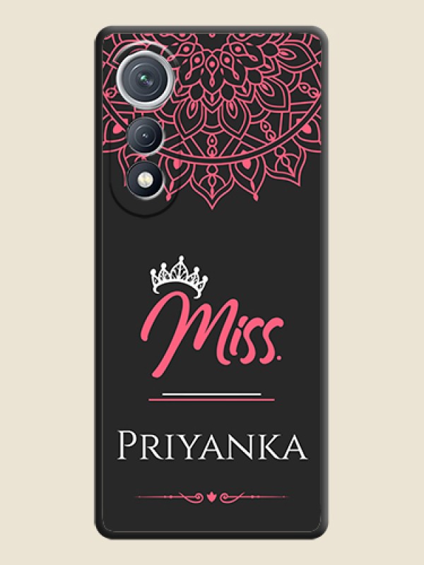 Custom Mrs Name with Floral Design On Space Black Custom Soft Matte Mobile Back Cover - Tecno Pova Curve 5G