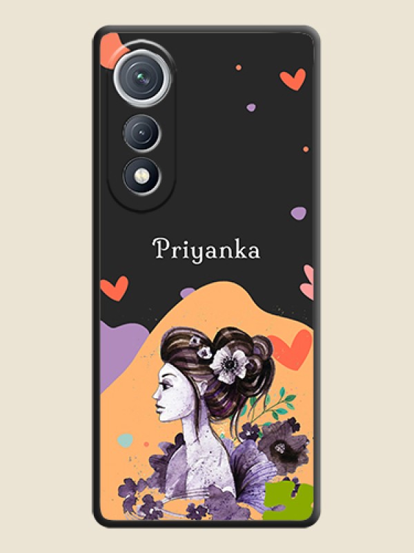 Custom Namecase For Her With Fancy Lady Image On Space Black Custom Soft Matte Mobile Back Cover - Tecno Pova Curve 5G