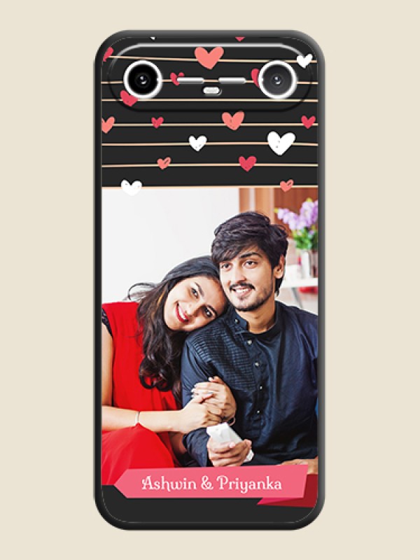 Custom Love Pattern with Name on Pink Ribbon on Photo On Space Black Custom Soft Matte Mobile Back Cover - Tecno Pova Slim 5G