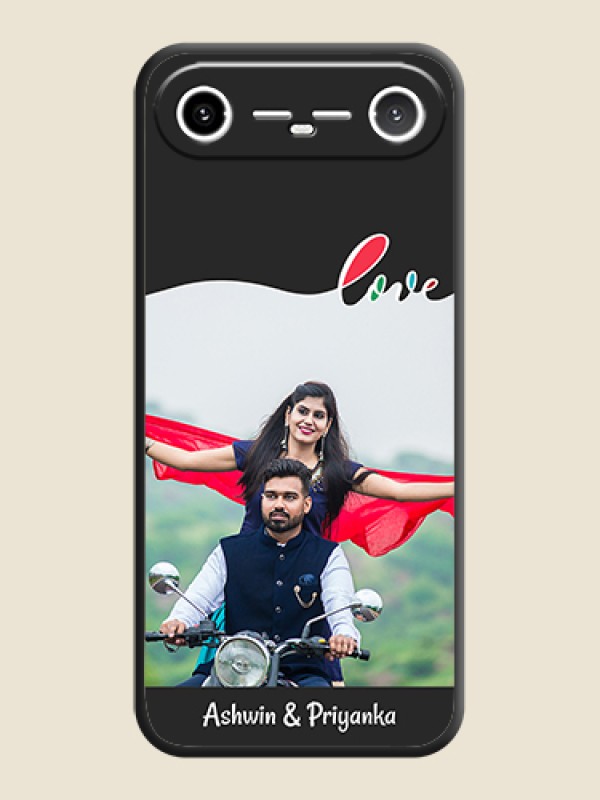 Custom Fall in Love Pattern with Picture on Photo On Space Black Custom Soft Matte Mobile Back Cover - Tecno Pova Slim 5G