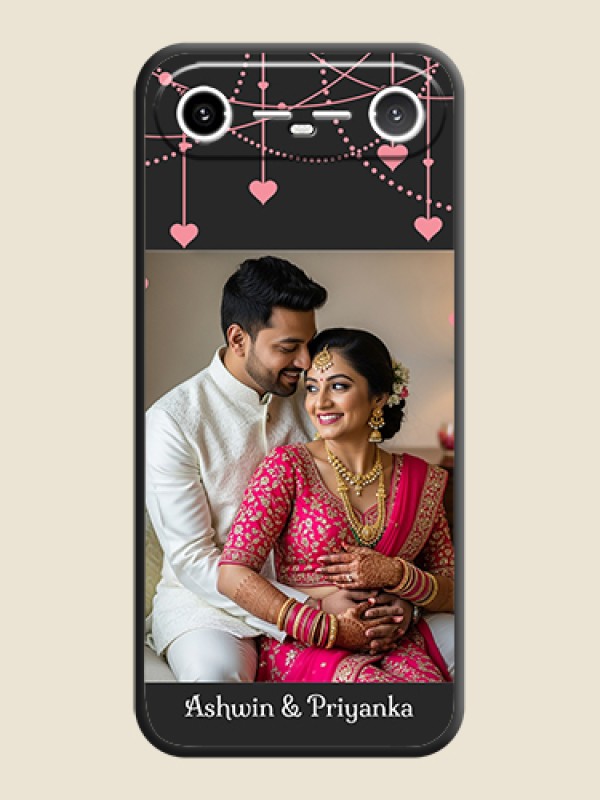 Custom Pink Love Hangings with Text On Space Black Custom Soft Matte Mobile Back Cover - Tecno Pova Slim 5G