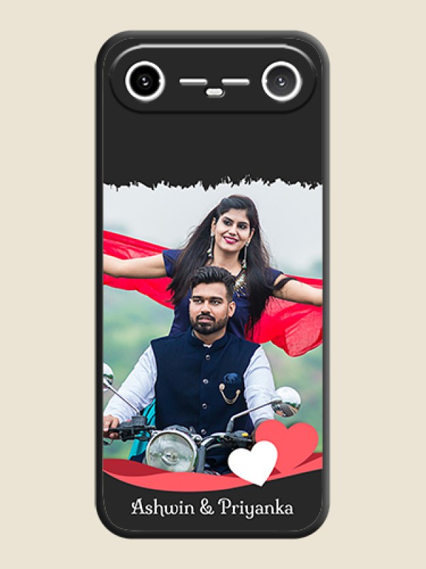 Custom Pin Color Love Shaped Ribbon Design with Text On Space Black Custom Soft Matte Mobile Back Cover - Tecno Pova Slim 5G