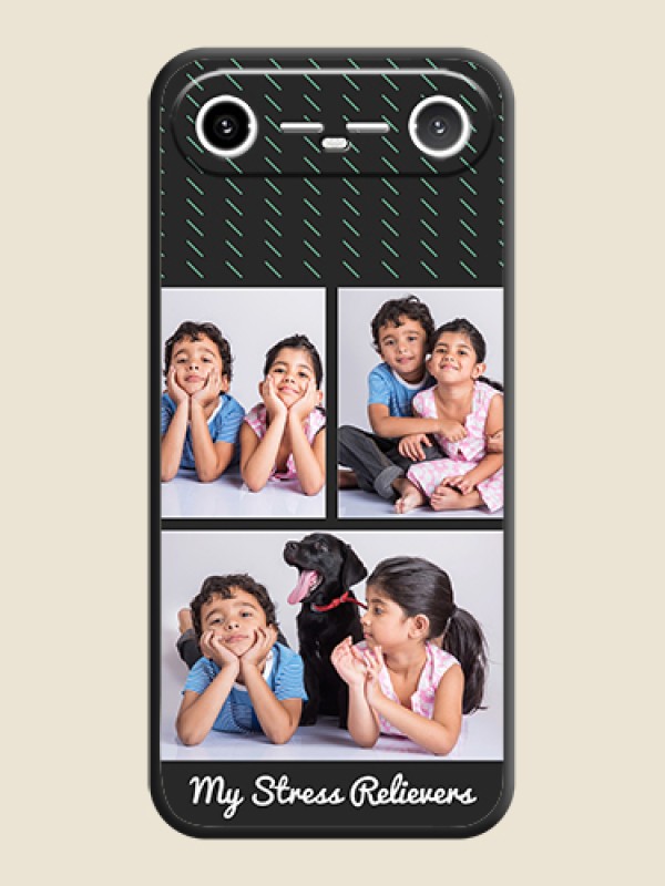 Custom Cross Dotted Pattern with 2 Image Holder On Space Black Custom Soft Matte Mobile Back Cover - Tecno Pova Slim 5G