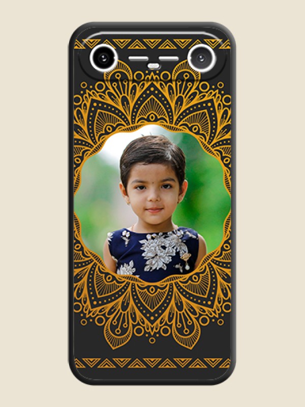 Custom Round Image with Floral Design On Space Black Custom Soft Matte Mobile Back Cover - Tecno Pova Slim 5G
