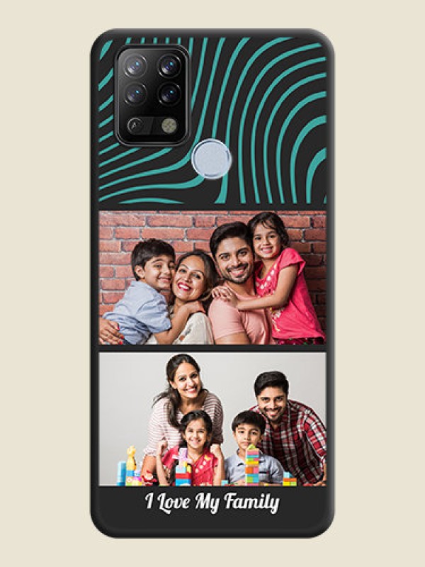 Custom Wave Pattern with 2 Image Holder on Space Black Personalized Soft Matte Phone Covers - Tecno Pova