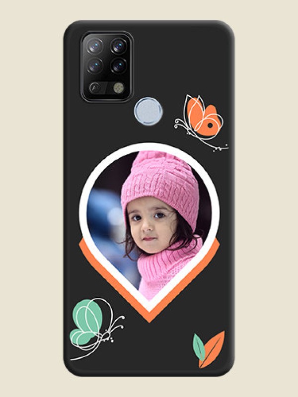Custom Upload Pic With Simple Butterly Design On Space Black Personalized Soft Matte Phone Covers -Tecno Pova