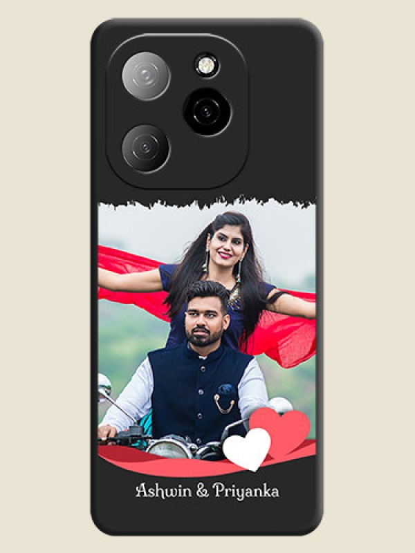 Custom Pin Color Love Shaped Ribbon Design with Text On Space Black Custom Soft Matte Mobile Back Cover - Spark 20 Pro 5G