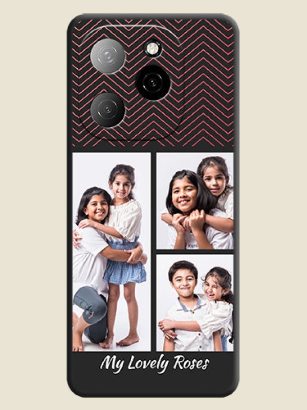 Custom Wave Pattern with 3 Image Holder On Space Black Custom Soft Matte Mobile Back Cover - Spark 20 Pro 5G