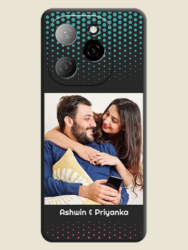 Custom Faded Dots with Grunge Photo Frame and Text On Space Black Custom Soft Matte Mobile Back Cover - Spark 20 Pro 5G