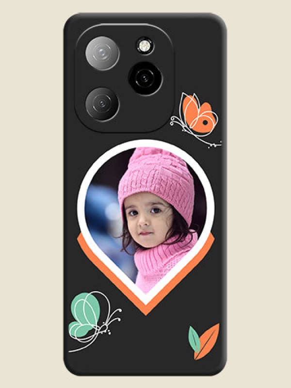 Custom Upload Pic With Simple Butterly Design On Space Black Custom Soft Matte Mobile Back Cover - Spark 20 Pro 5G