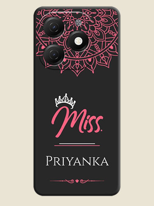Custom Mrs Name with Floral Design on Space Black Personalized Soft Matte Phone Covers - Tecno Spark 20