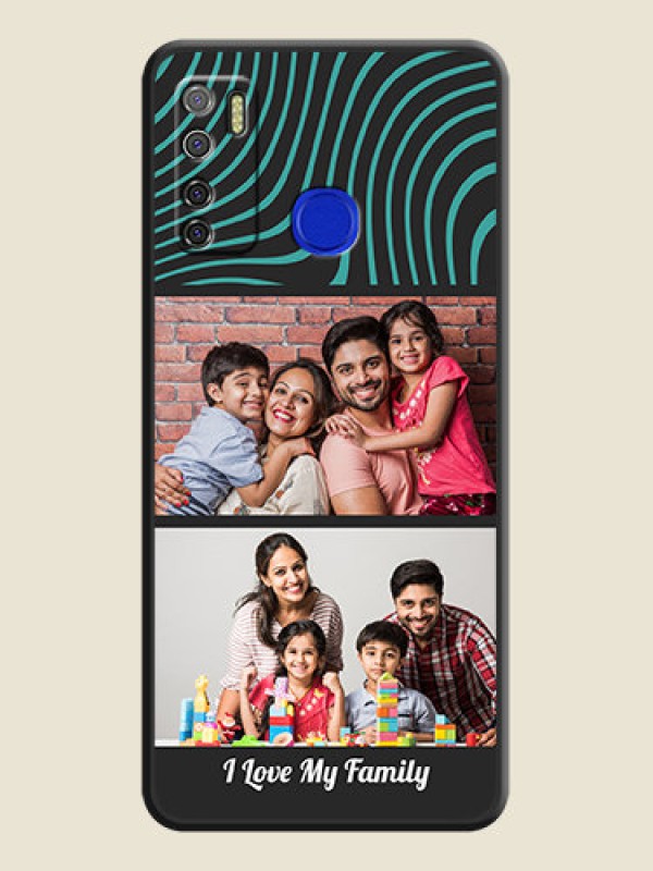 Custom Wave Pattern with 2 Image Holder on Space Black Personalized Soft Matte Phone Covers - Tecno Spark 5 Pro