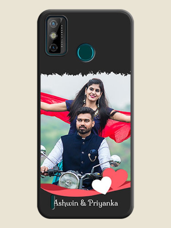 Custom Pin Color Love Shaped Ribbon Design with Text on Space Black Custom Soft Matte Phone Back Cover - Tecno Spark 6 Go