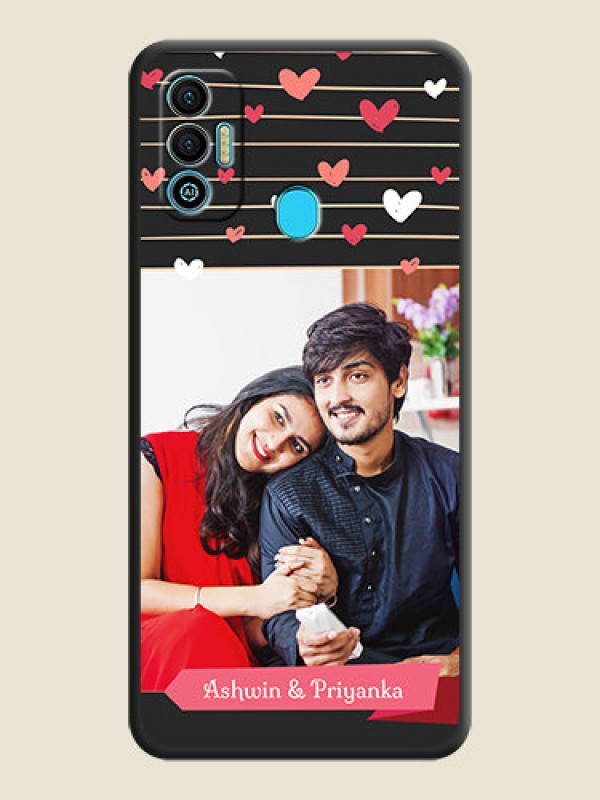 Custom Love Pattern with Name on Pink Ribbon  on Photo on Space Black Soft Matte Back Cover - Tecno Spark 7T